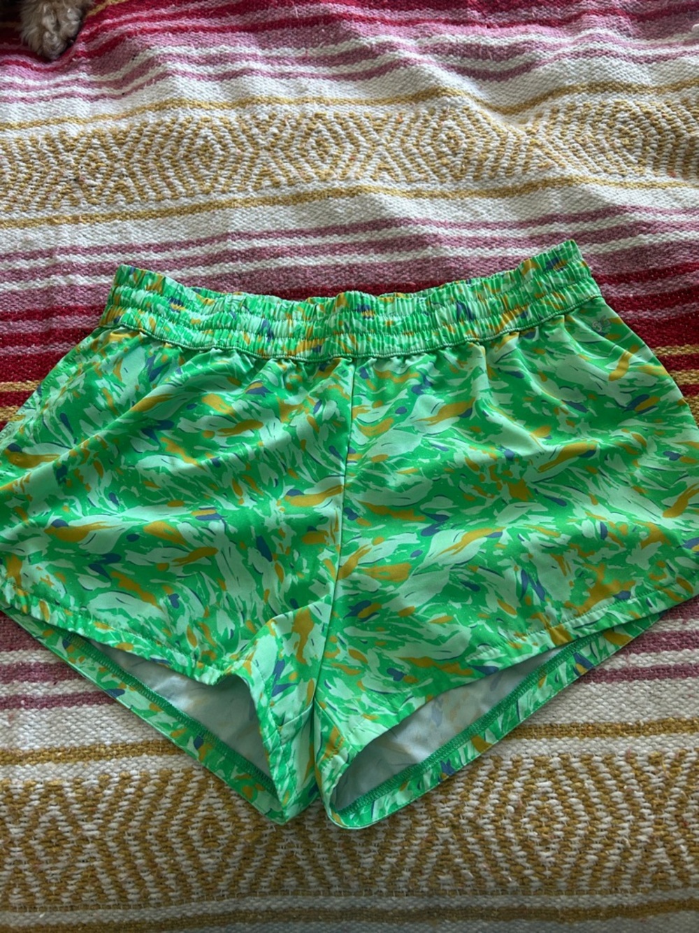 DSG Green Printed Athletic Shorts with Yellow Accents